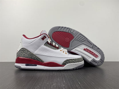 Air Jordan 3 Branco Vermelho e Cinza