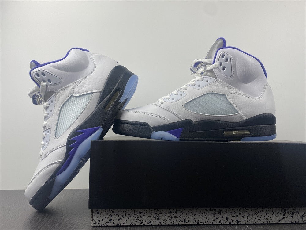 Air Jordan 5 Branco Roxo e Preto
