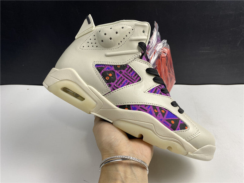 Air Jordan 6 Bege Roxo e Laranja