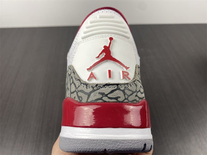 Air Jordan 3 Branco Vermelho e Cinza