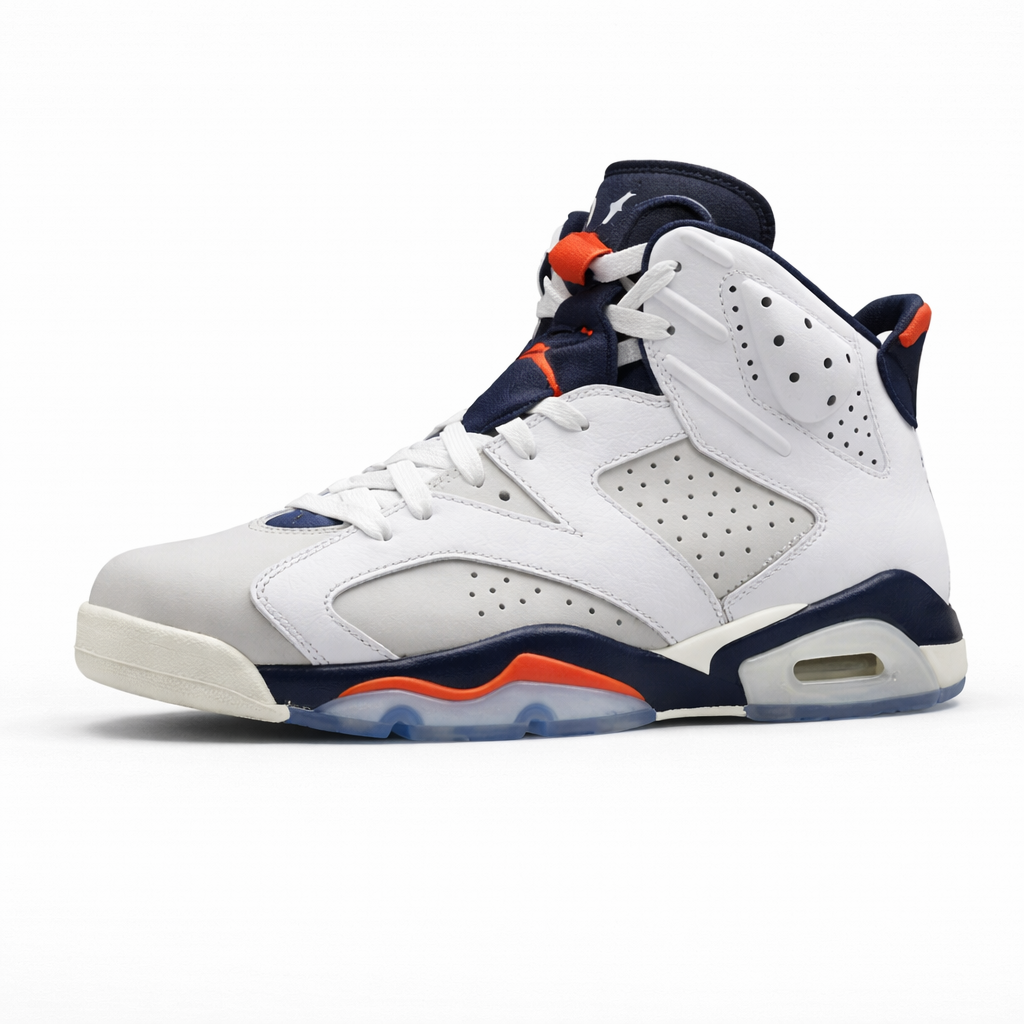 Air Jordan 6 Branco Azul Marinho e Laranja