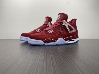 Air Jordan 4 Retrô Oklahoma Sooners Vinho Branco e Azul Gelo