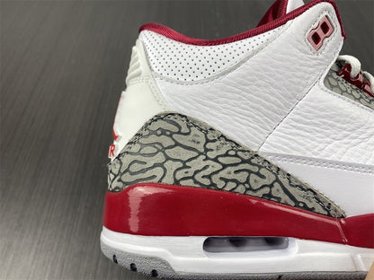 Air Jordan 3 Branco Vermelho e Cinza