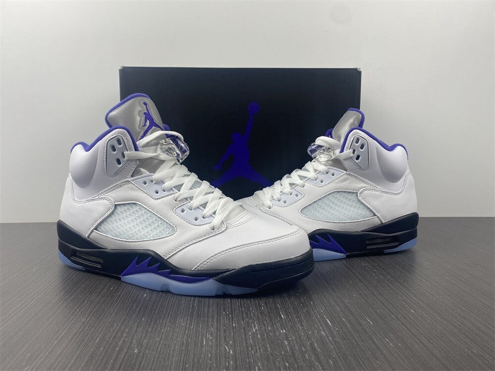 Air Jordan 5 Branco Roxo e Preto