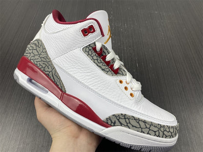 Air Jordan 3 Branco Vermelho e Cinza