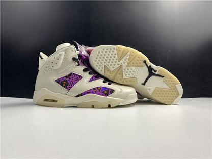 Air Jordan 6 Bege Roxo e Laranja