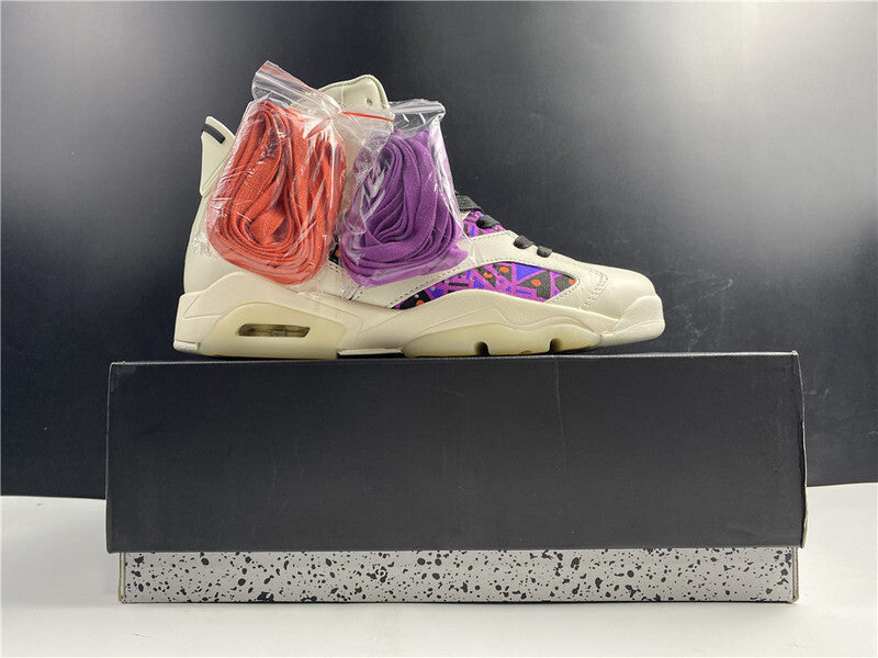 Air Jordan 6 Bege Roxo e Laranja
