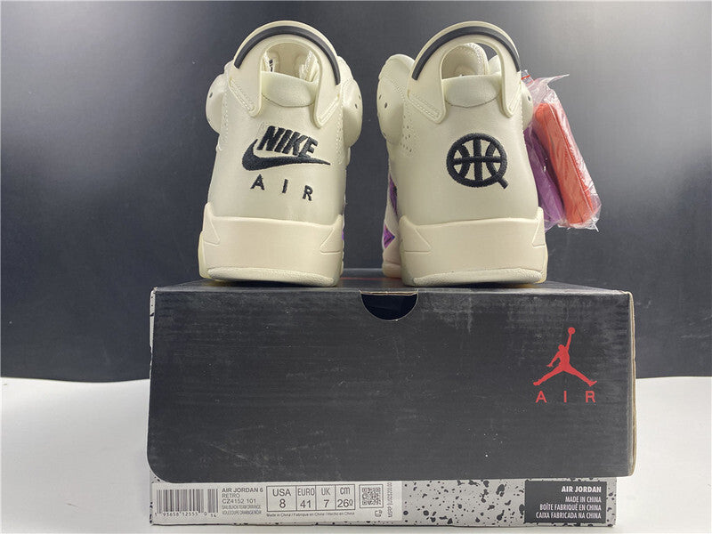 Air Jordan 6 Bege Roxo e Laranja