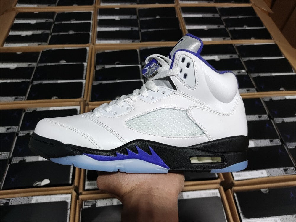 Air Jordan 5 Branco Roxo e Preto