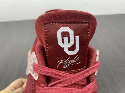 Air Jordan 4 Retrô Oklahoma Sooners Vinho Branco e Azul Gelo