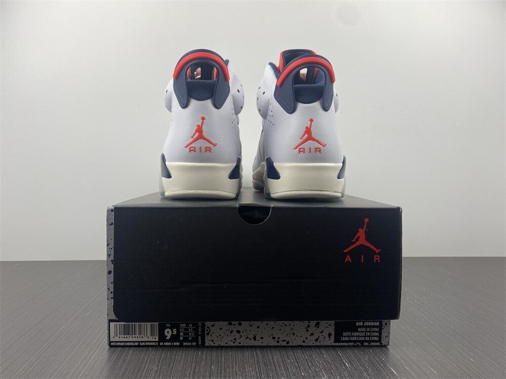 Air Jordan 6 Branco Azul Marinho e Laranja