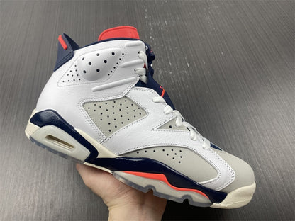 Air Jordan 6 Branco Azul Marinho e Laranja