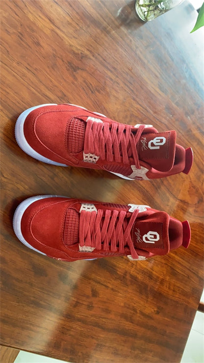 Air Jordan 4 Retrô Oklahoma Sooners Vinho Branco e Azul Gelo