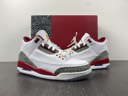 Air Jordan 3 Branco Vermelho e Cinza