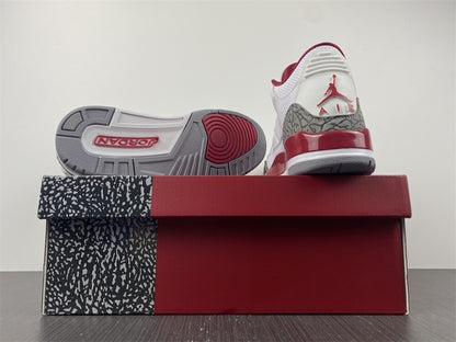 Air Jordan 3 Branco Vermelho e Cinza