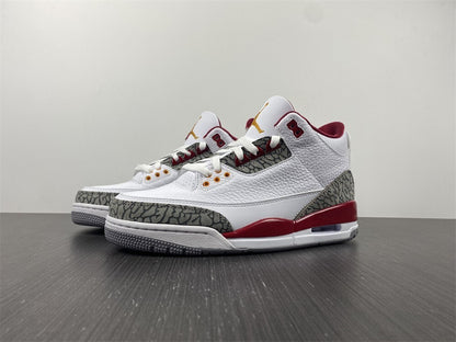 Air Jordan 3 Branco Vermelho e Cinza