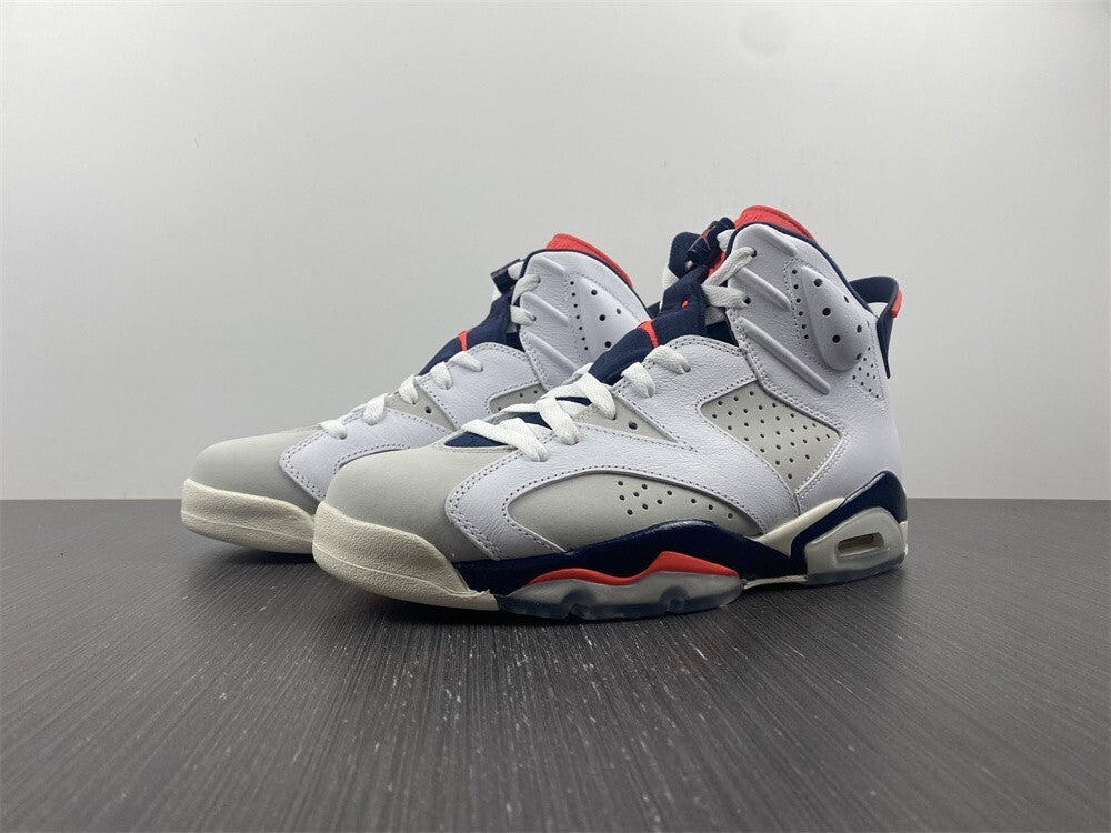 Air Jordan 6 Branco Azul Marinho e Laranja