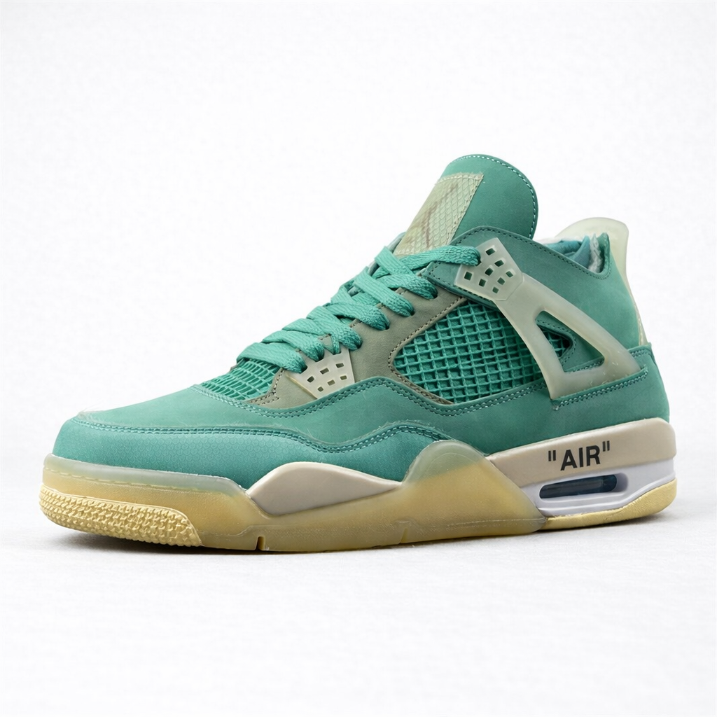 Air Jordan 4 x Off White Verde Menta e Bege