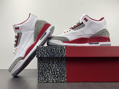 Air Jordan 3 Branco Vermelho e Cinza