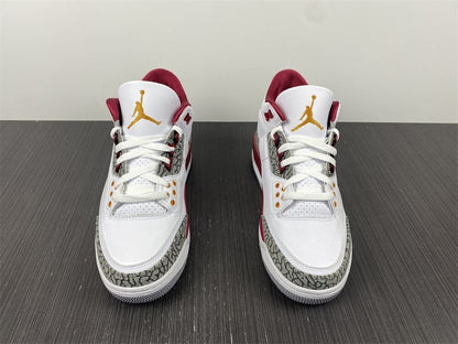 Air Jordan 3 Branco Vermelho e Cinza