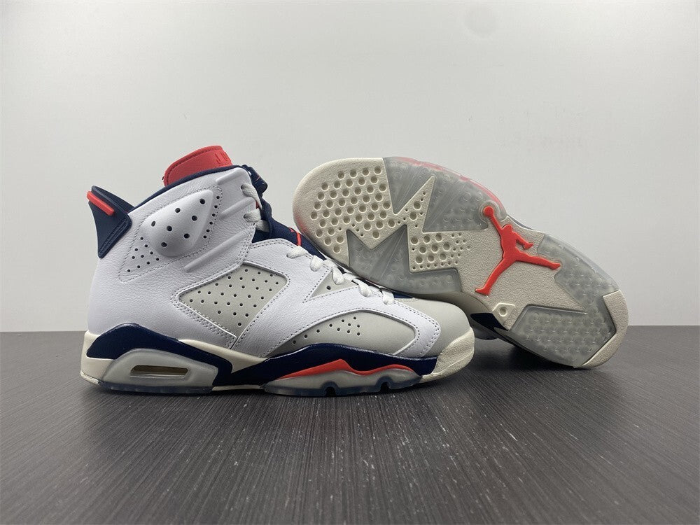 Air Jordan 6 Branco Azul Marinho e Laranja