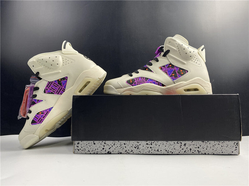 Air Jordan 6 Bege Roxo e Laranja