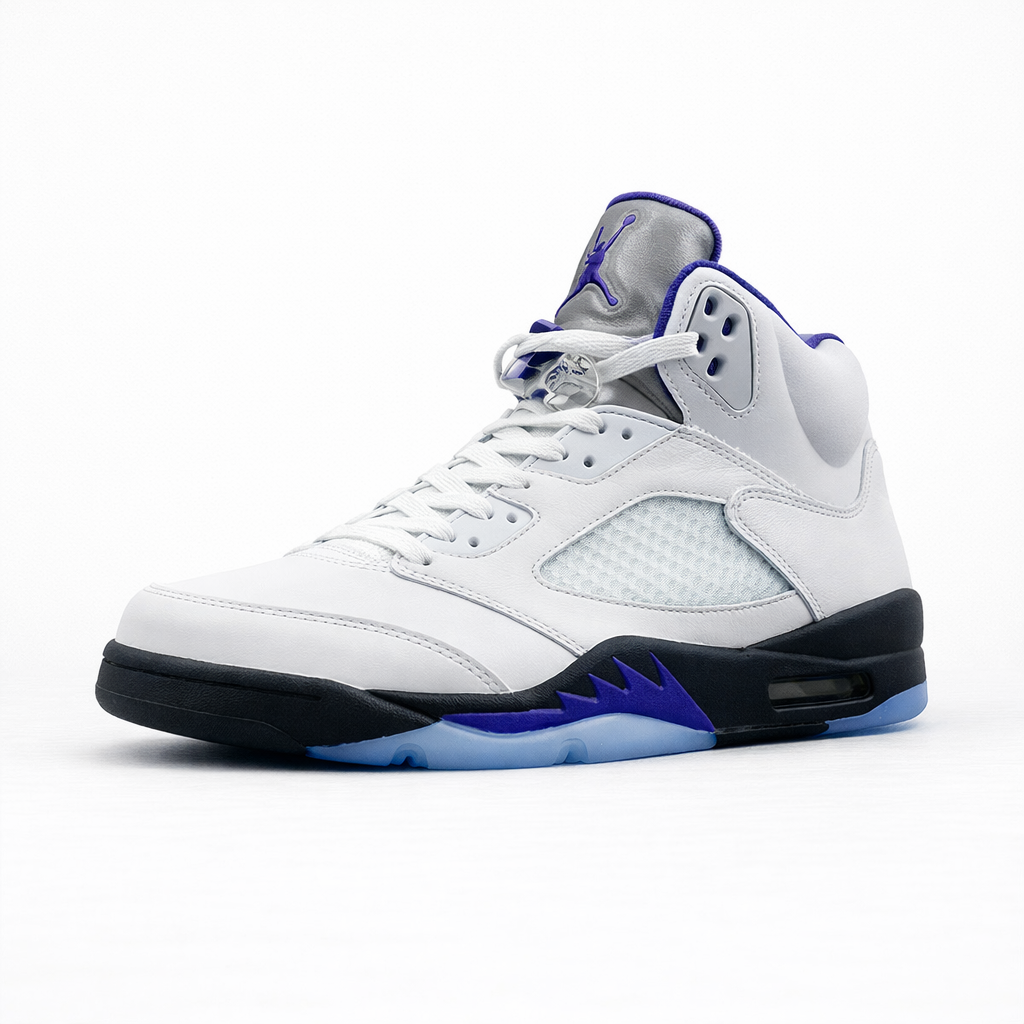 Air Jordan 5 Branco Roxo e Preto